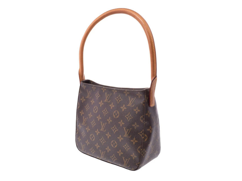 Louis Vuitton Leather Looping Brown Monogram Bag Hobo Brown